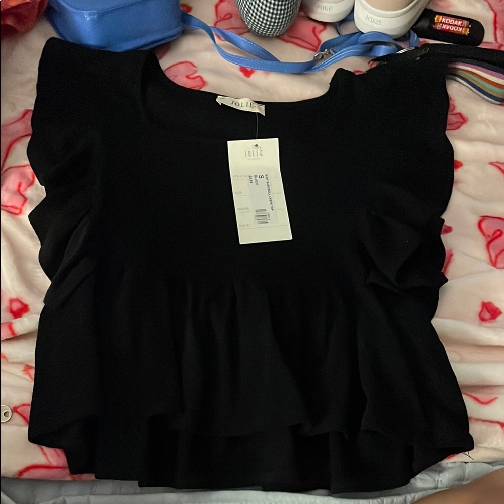 Jolie Black Ruffle Sleeve Top